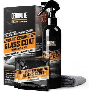 imageCERAKOTE Rapid Ceramic Glass Coat Windshield Kit 8 oz Bottle Max Strength Rain Repelling Coating  Easy to Apply  Includes Glass Cleaner  Long Lasting Ceramic Formula  Maximum Water Shedding